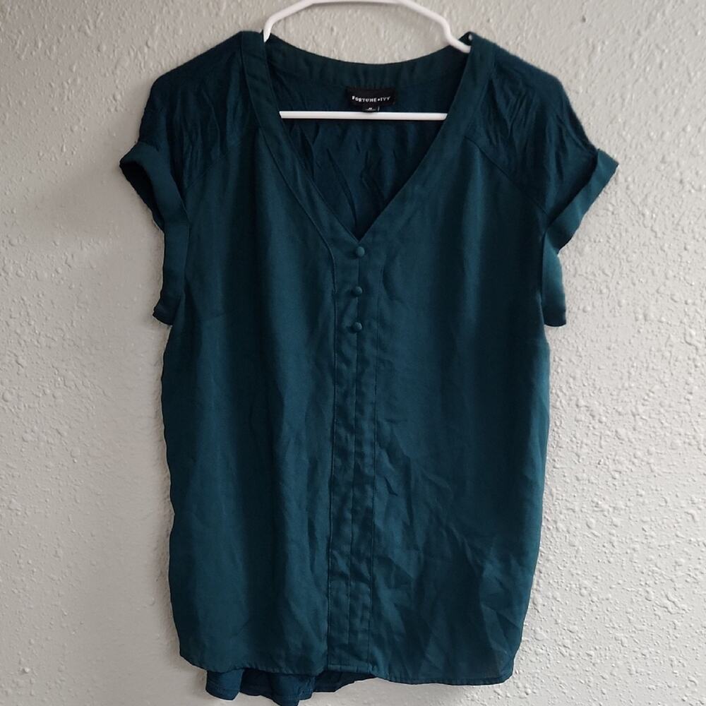 🚨2/$25 or 5/$50🚨Fortune & Ivy Deep Teal Blouse